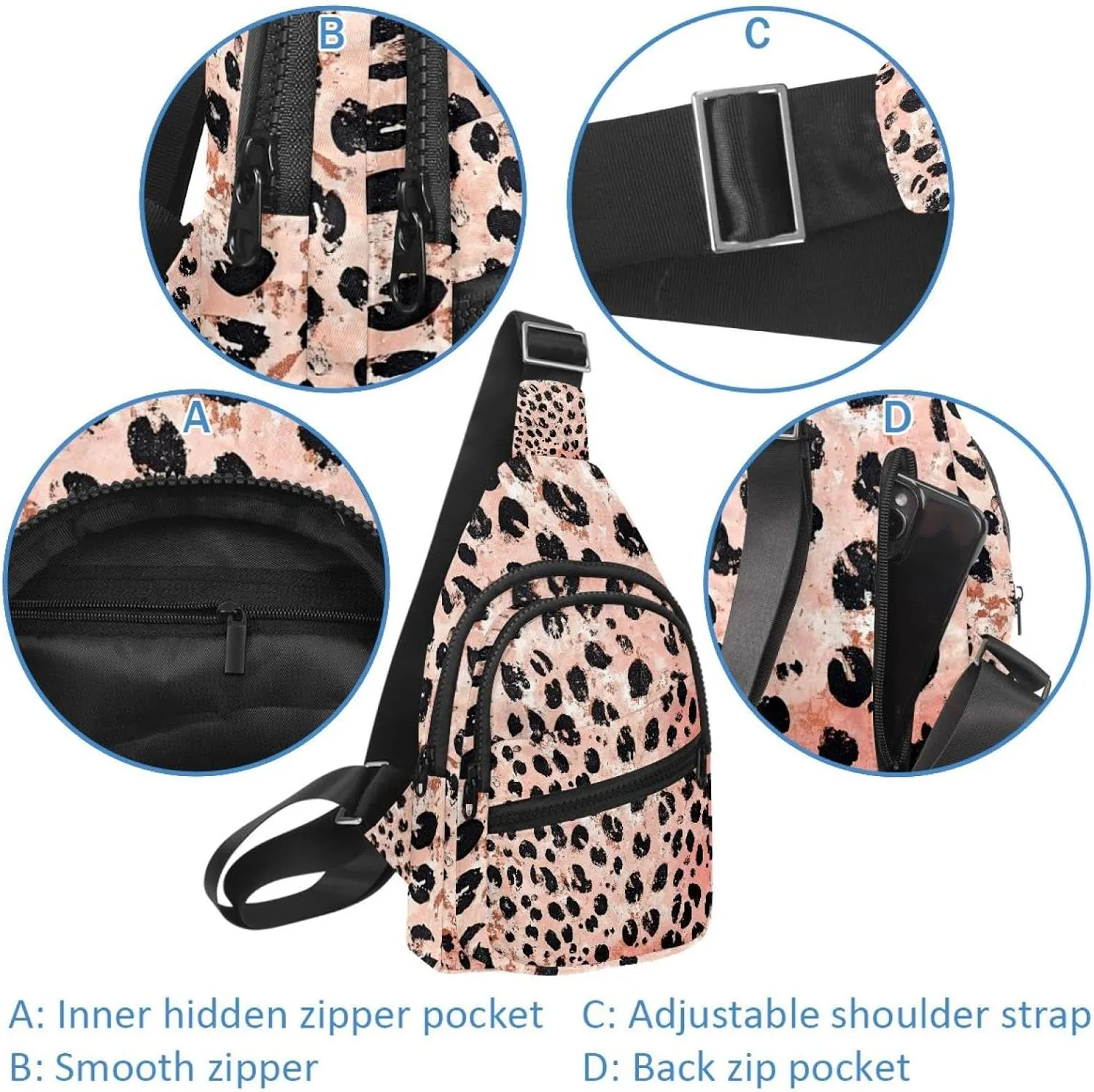 Men's Sling Backpack, Leopard Skin