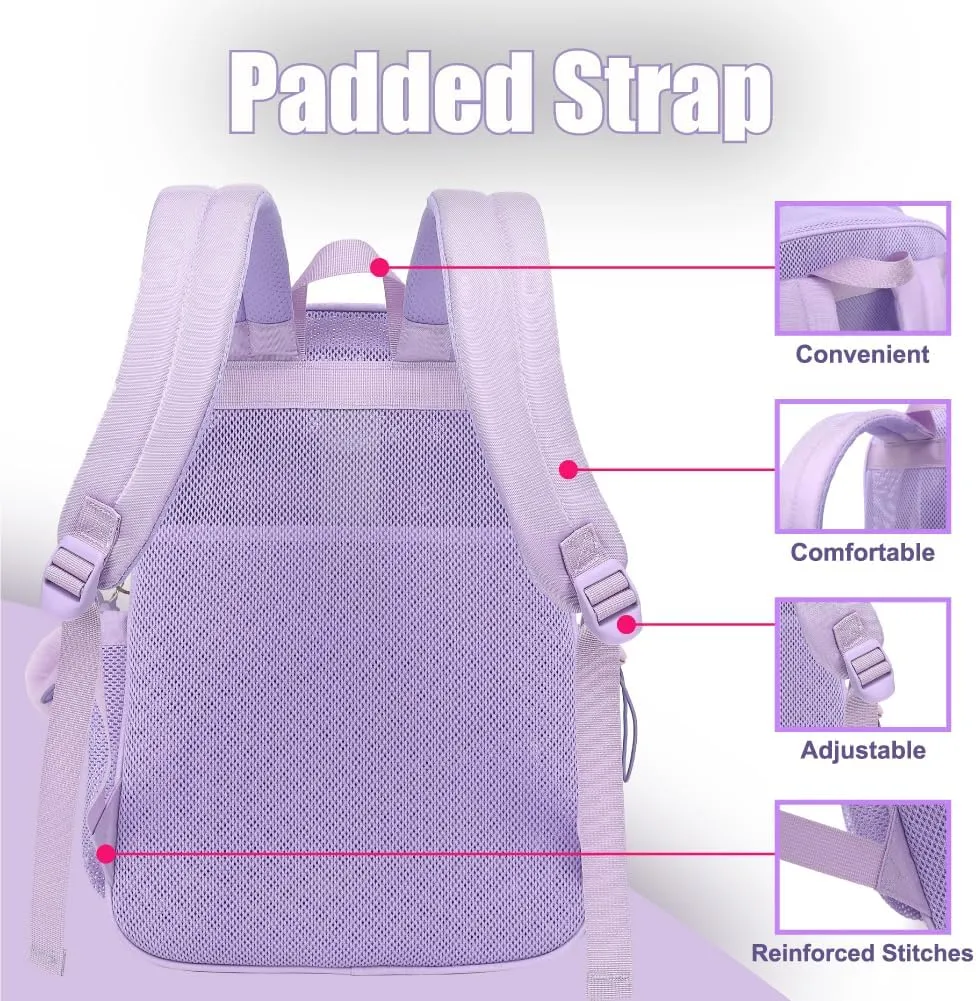 Mesh Backpack for Girls Boys, Heavy Duty Semi-Transparent Mesh Bookbag Womens Mens Mesh Backpacks for School, Sports, Beach, Swimming, Travel Purple