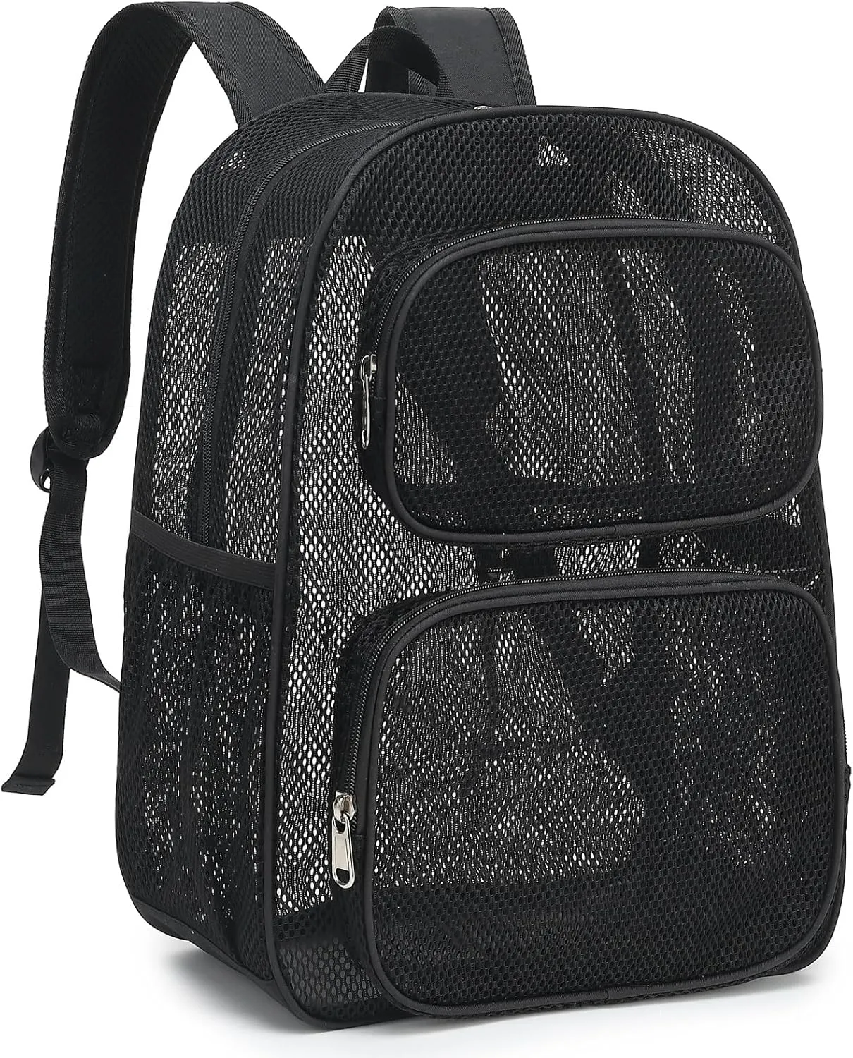 Mesh Backpack for School, Heavy Duty Girls Boys Mesh Bookbag School Bag for Adults Kids Swimming Beach Fitness Sport (Black)