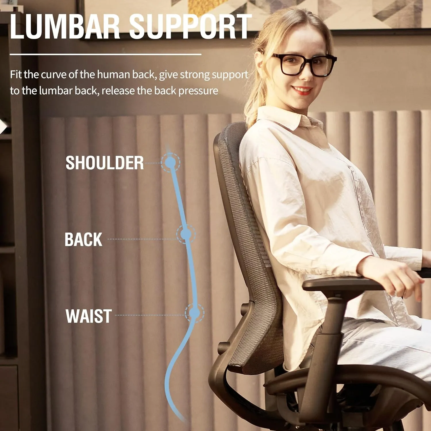Mesh Office Chair,Ergonomic Computer Desk Chair,Sturdy Task Chair- Adjustable Lumbar Support & Armrests,Tilt Function,Comfort Wide Seat,Swivel Home Office Chair (Grey)