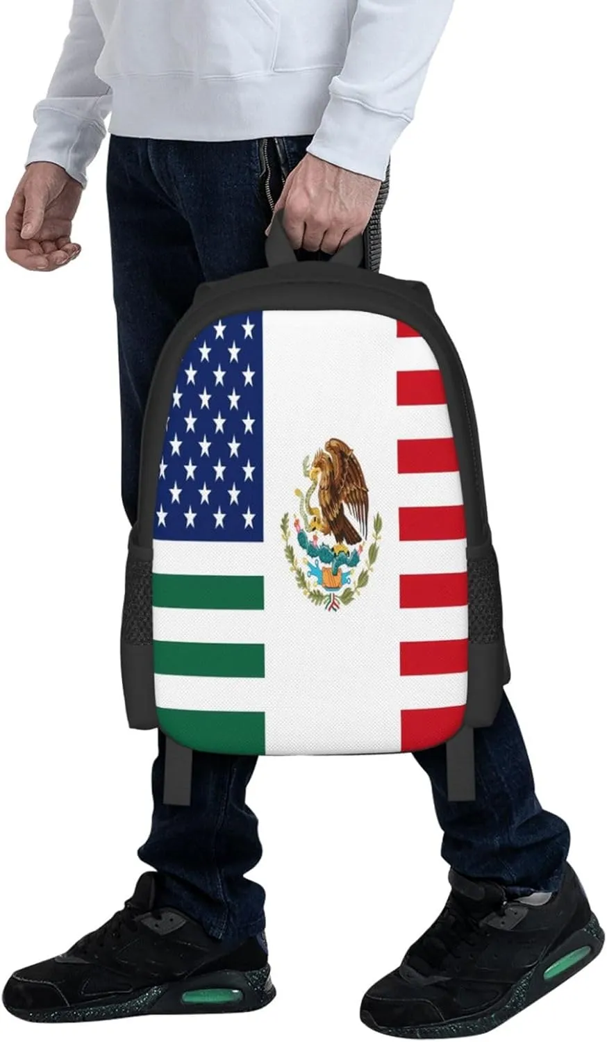 Mexico Friendship Flag United States American Mexican Casual Backpacks Large Capacity Backpack Laptop Rucksack Sport Daypack Commuter Bags with Adjustable Strap for Traveling Camping