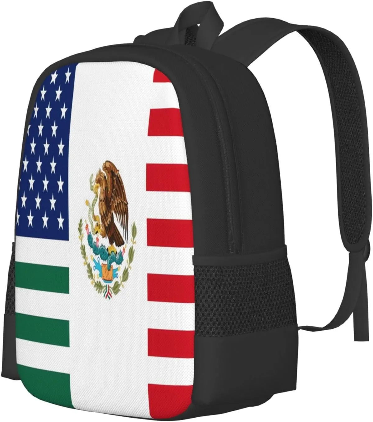 Mexico Friendship Flag United States American Mexican Casual Backpacks Large Capacity Backpack Laptop Rucksack Sport Daypack Commuter Bags with Adjustable Strap for Traveling Camping