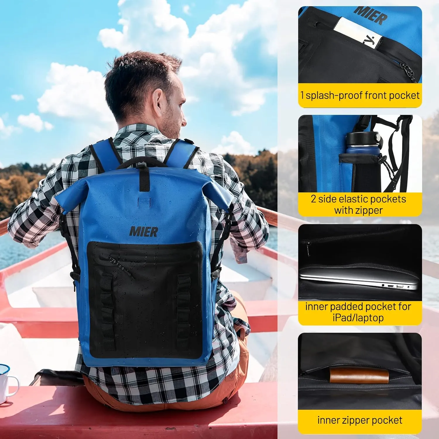 MIER Dry Bag Waterproof Backpack 30L Dry Sack Heavy Duty Roll-Top Closure for Kayaking, Beach, Boating, Swimming, Surfing