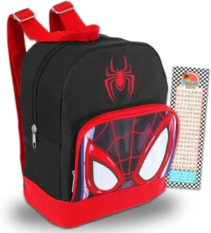 Miles Morales Mini Backpack for Women Set - 10” Canvas Miles Morales Backpack with Front Pocket and Bookmark | Spiderverse Miles Morales Backpack Purse Bundle