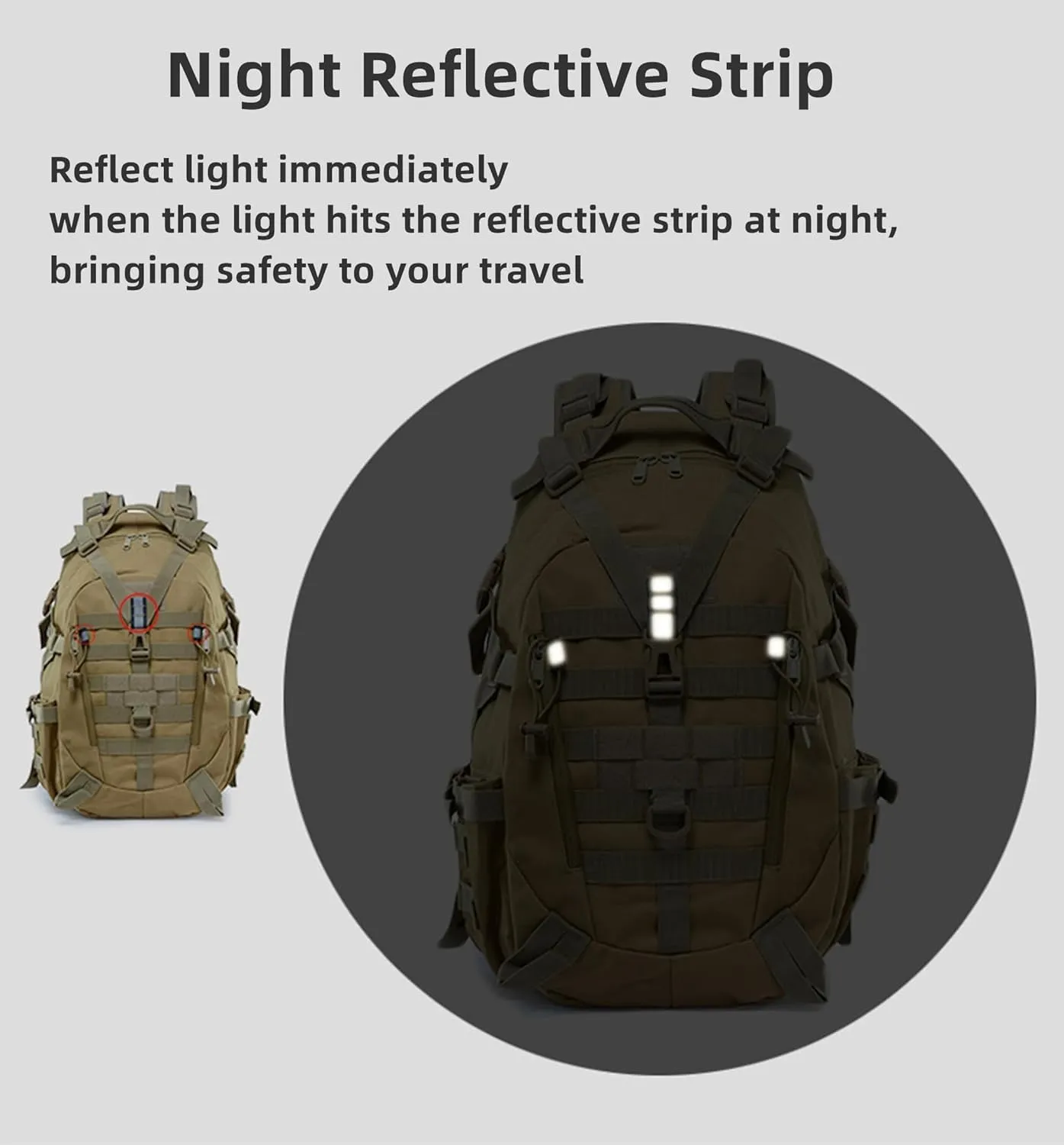 Military Tactical Backpack 25l for Men Hiking Camping Backpack with Luminous Strip Outdoor Hunting Daypack(C)