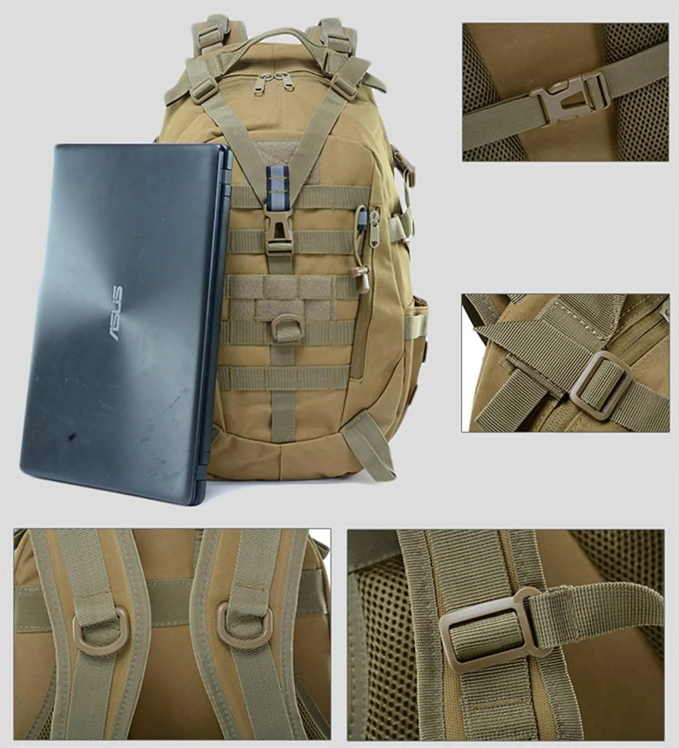 Military Tactical Backpack 25l for Men Hiking Camping Backpack with Luminous Strip Outdoor Hunting Daypack(C)