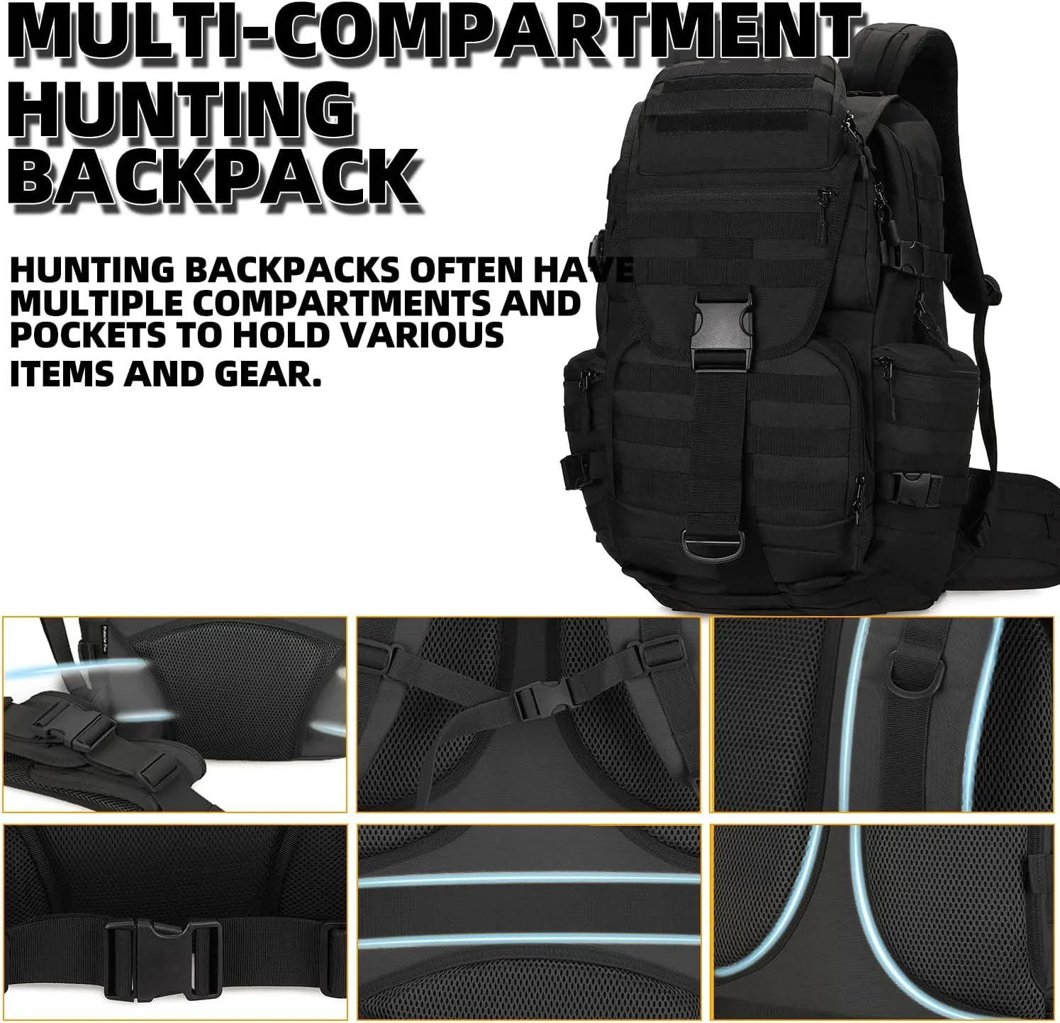 Military Tactical Backpack Waterproof Outdoor Hunting Backpack Large Capacity Hunting Day Pack