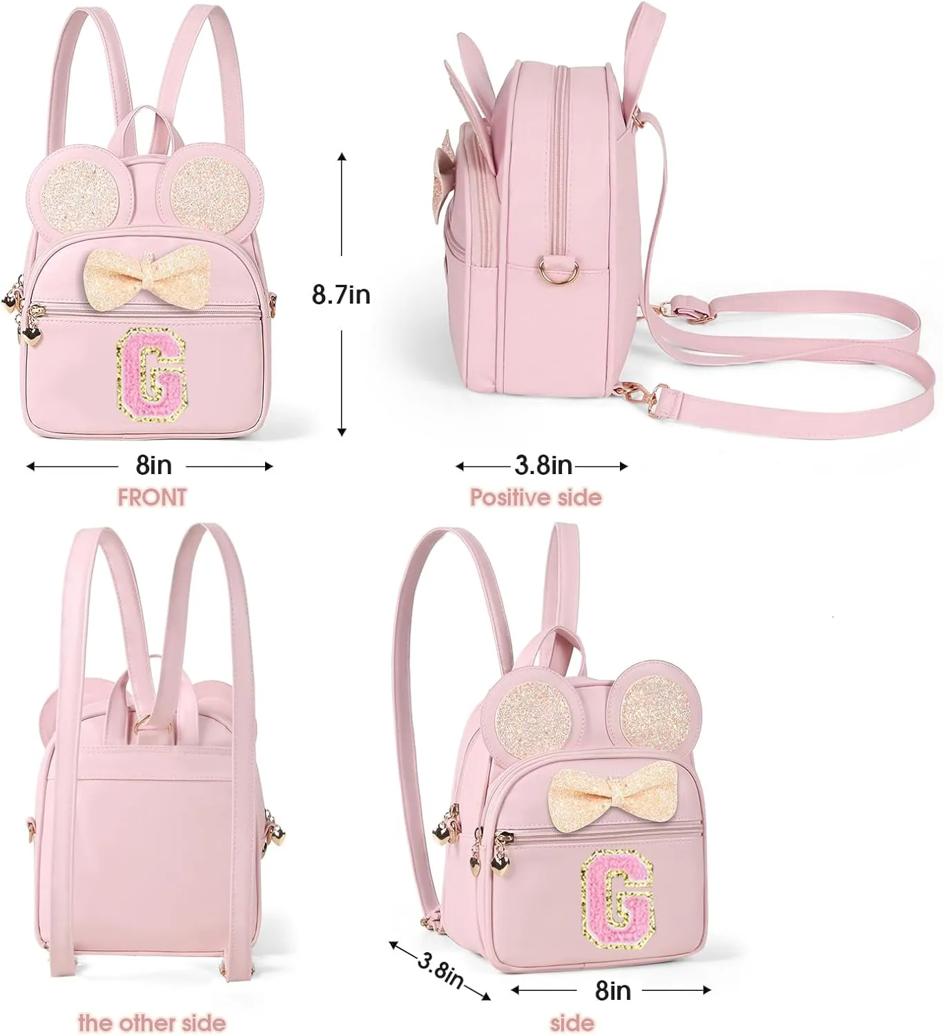 Mini Backpack for Girls Bowknot, Cute Leather Backpack Toddler Purse Birthday Gifts for Kids Girls