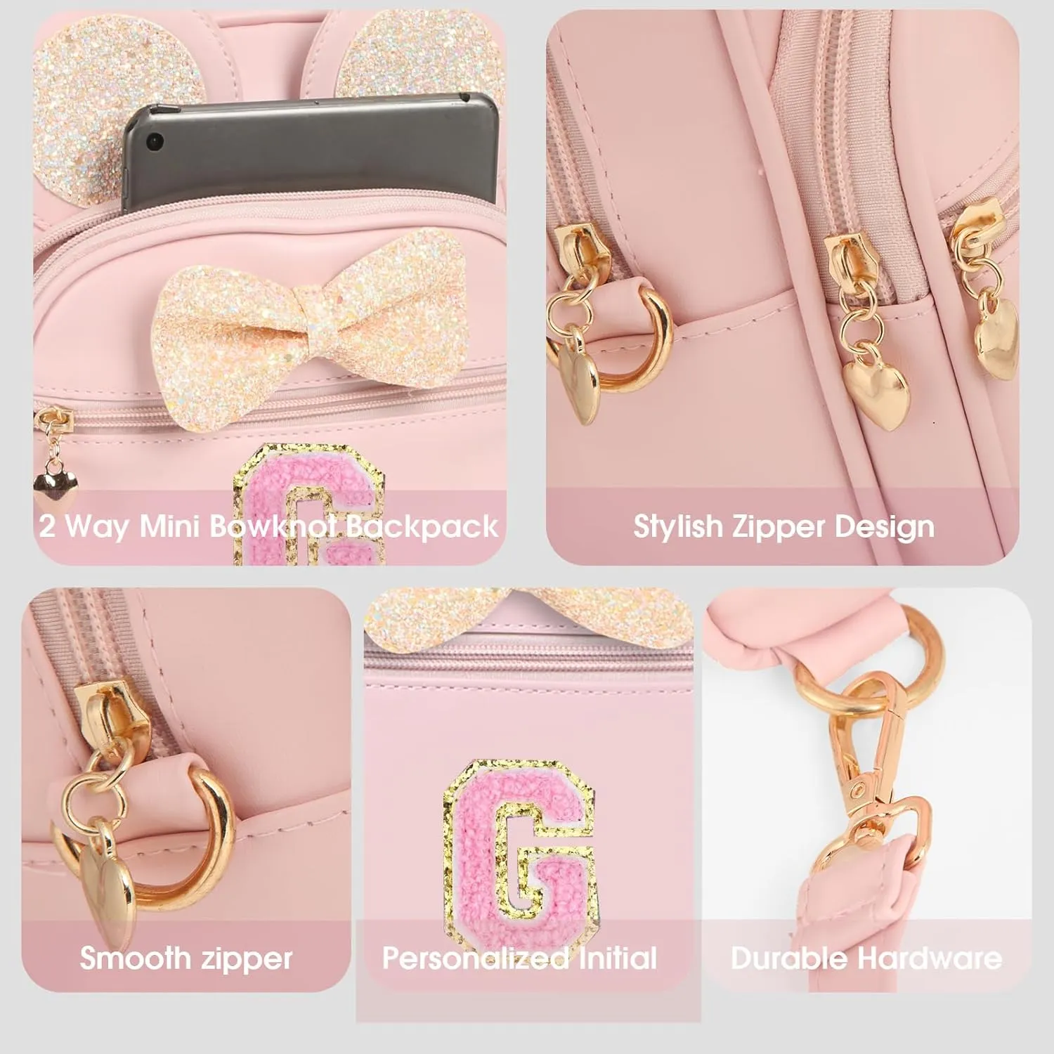 Mini Backpack for Girls Bowknot, Cute Leather Backpack Toddler Purse Birthday Gifts for Kids Girls