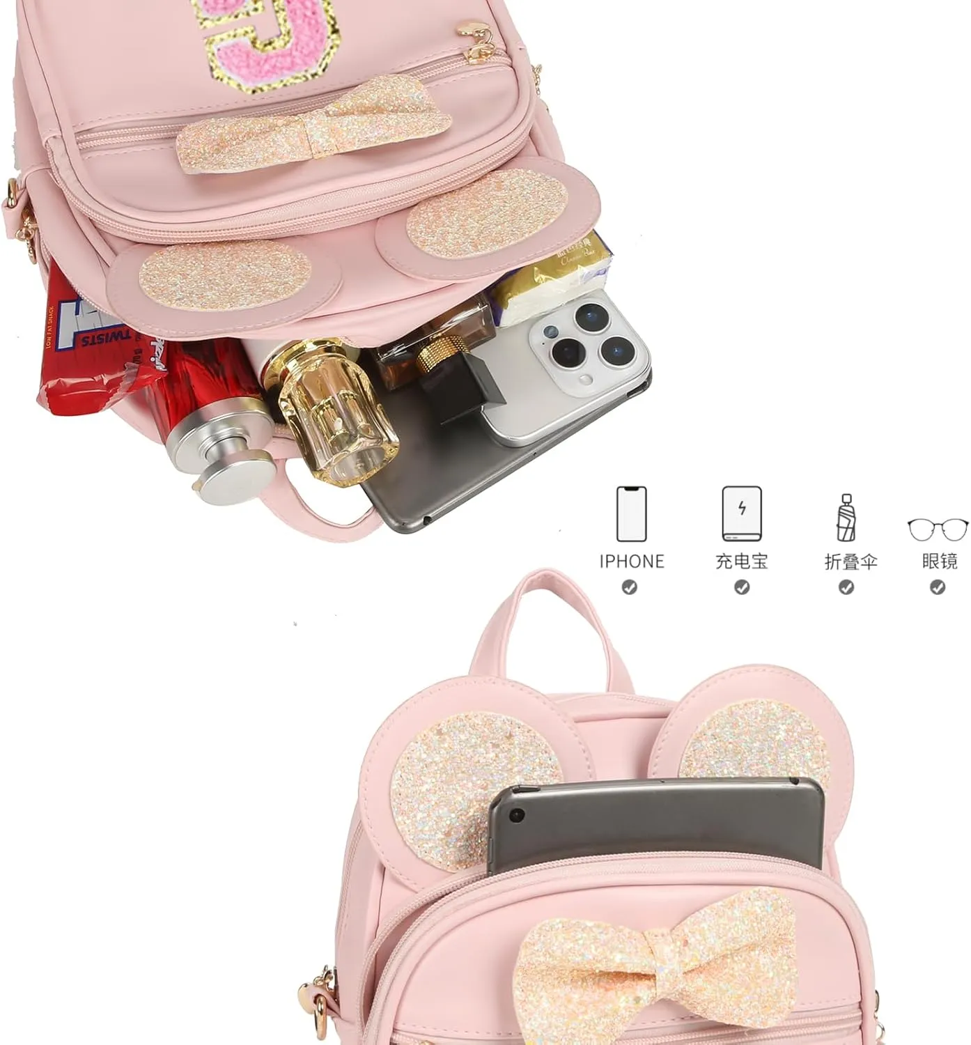 Mini Backpack for Girls Bowknot, Cute Leather Backpack Toddler Purse Birthday Gifts for Kids Girls