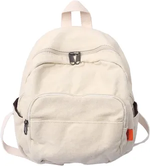 Mini Backpack for Women Men Small Aesthetic Canvas Bag Work Backpack Cute Backpack Purse Casual Daypack (White,One Size)
