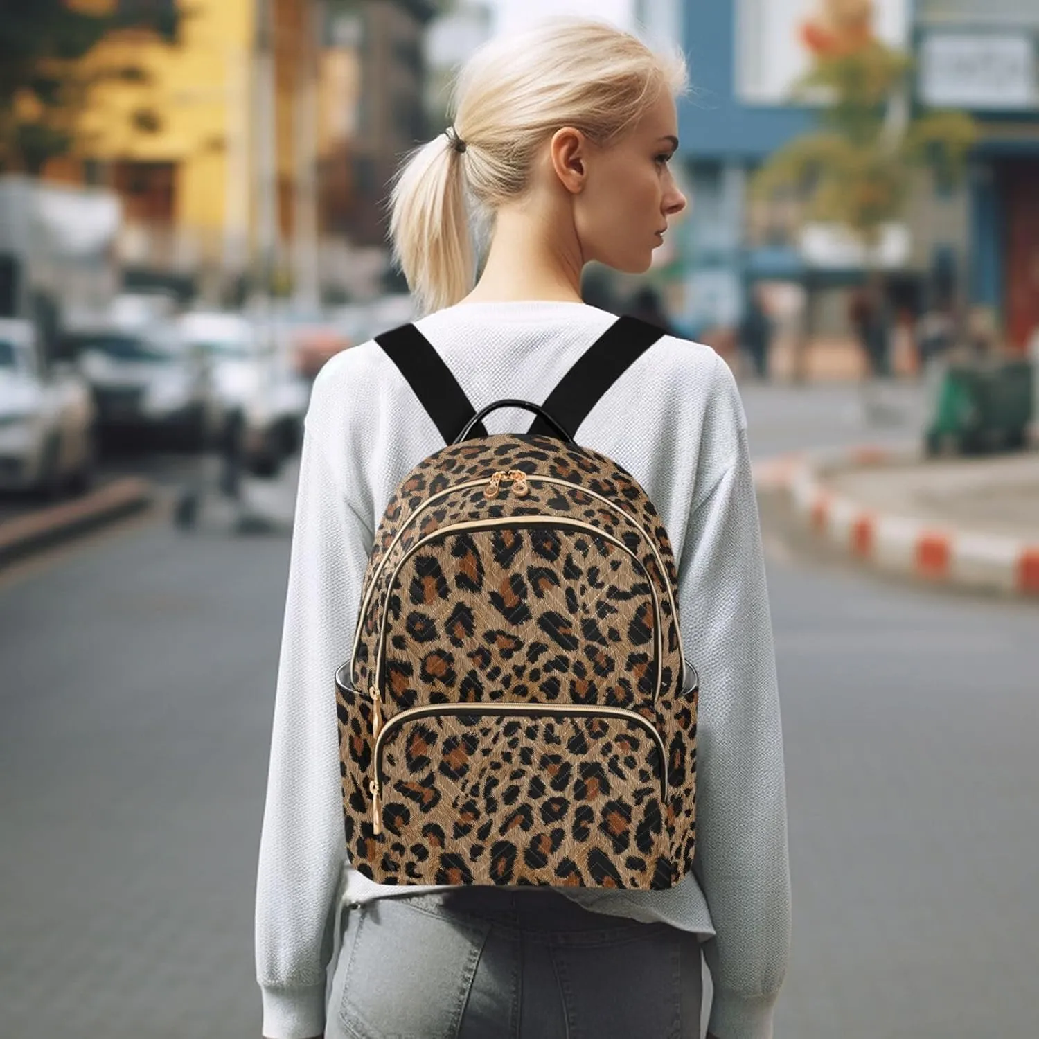 Mini Backpack Purse for Women Lightweight Girls Small Size Cheetah Leopard Print Animal School Teens College Traveling
