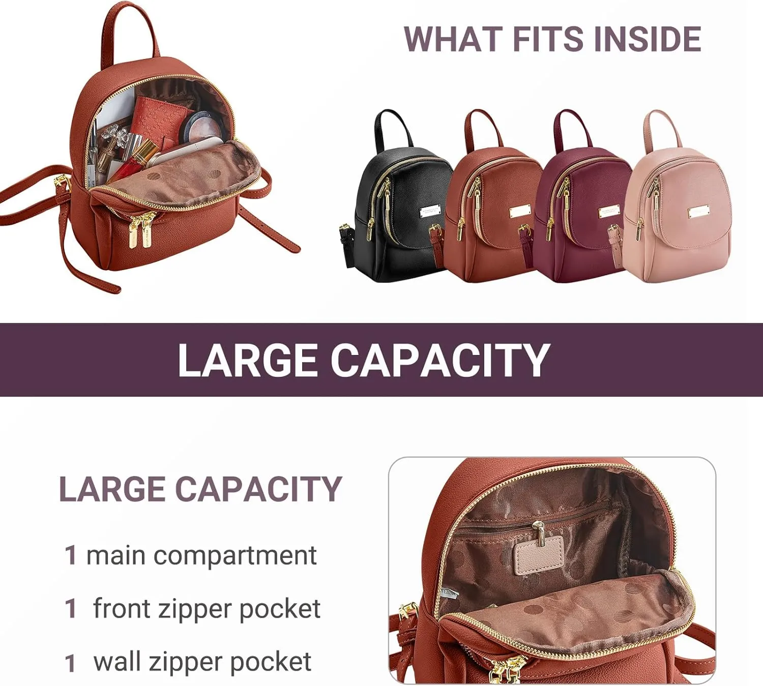 Mini Backpack Purse For Women, Small size Leather Backpacks For Lady Cute Wallet Backpacks Tiny Backpack