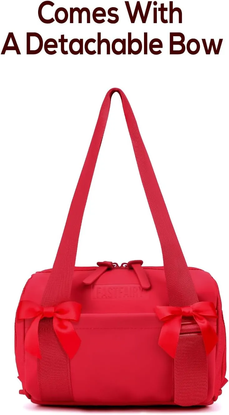 Mini Gym Bag for Women: handbag or shoulder bag with Adjustable Straps - With Cute Bow - Yoga Work Workouts