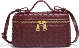 Mini Woven Crossbody Purse Square Box Bags Top-Handle Tote Handbag Shoulder Bag Cute Satchels Trendy