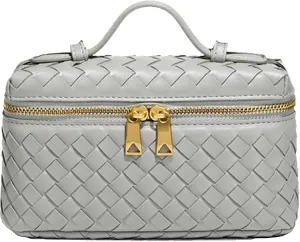 Mini Woven Crossbody Purse Square Box Bags Top-Handle Tote Handbag Shoulder Bag Cute Satchels Trendy