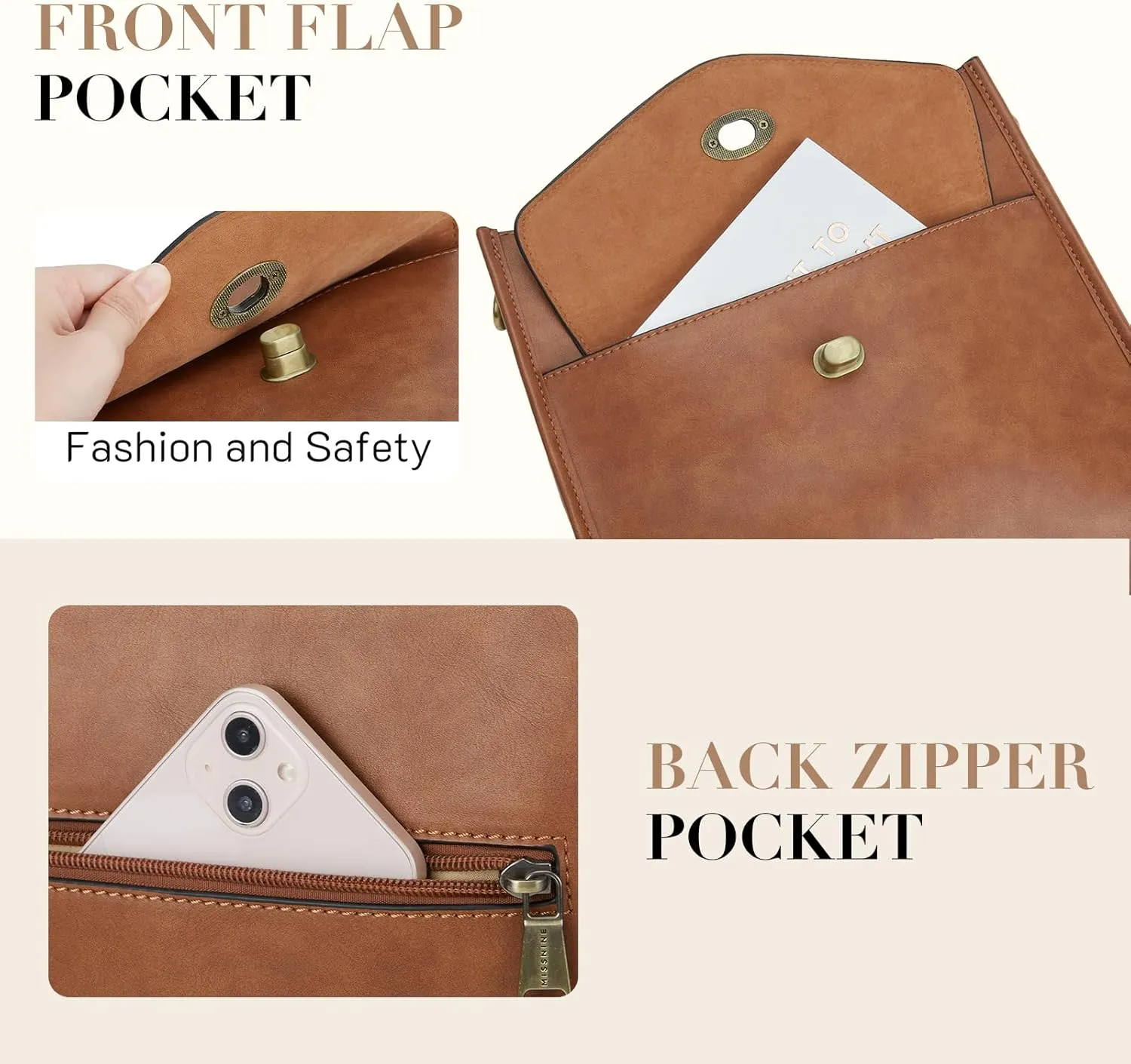 Missnine Crossbody Bags for Women Trendy Vegan Leather Shoulder Bag Hobo Purses Handbags with 2 Shoulder Straps