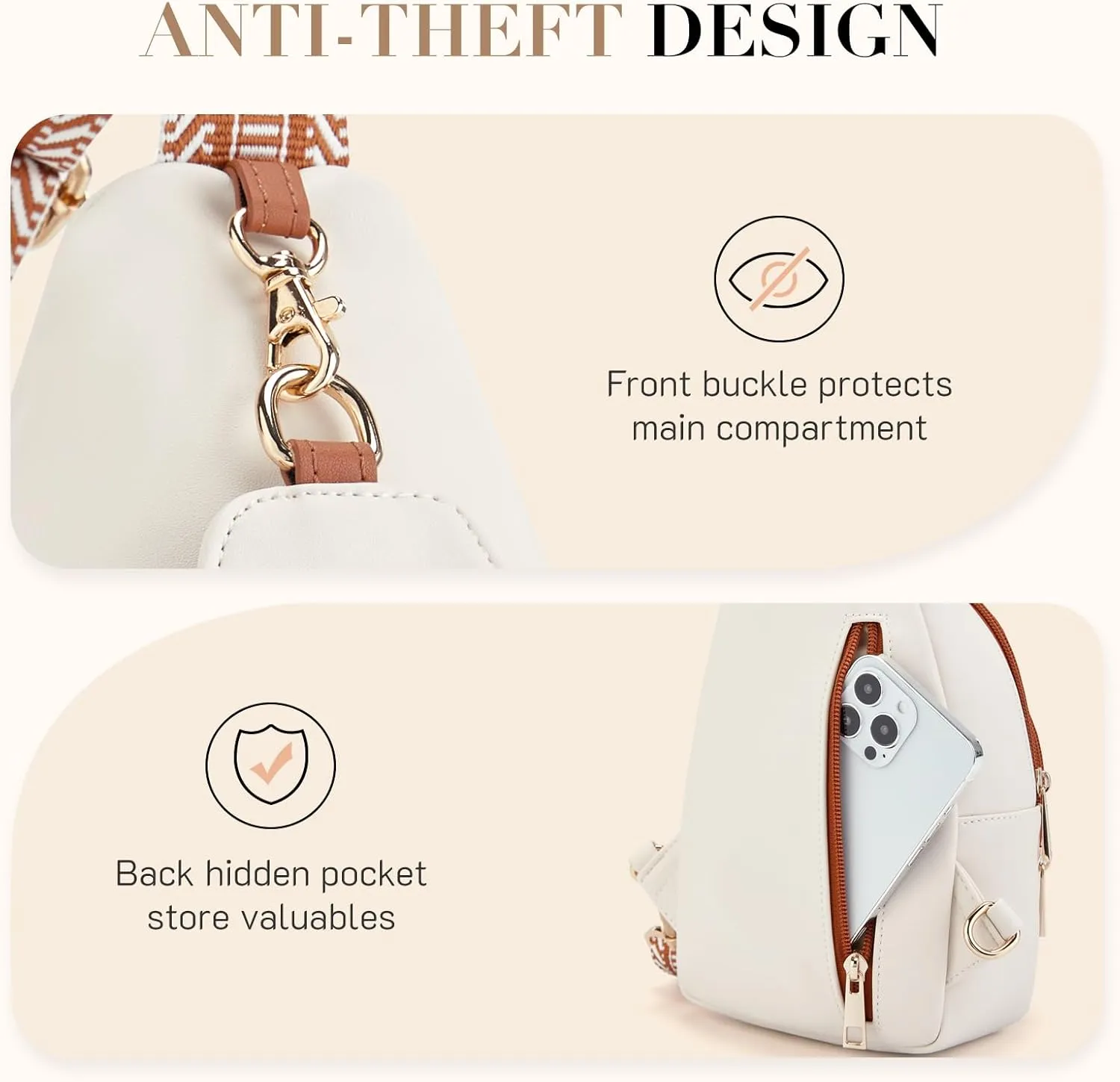 Missnine PU Leather Sling Bag for Women Crossbody Fanny Pack Quilted Chest Purse Trendy Travel Bag for Hiking Cycling with Tassel