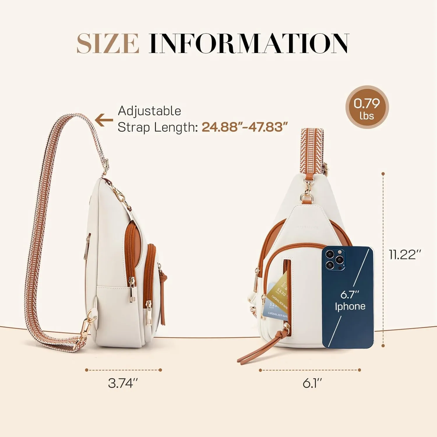 Missnine PU Leather Sling Bag for Women Crossbody Fanny Pack Quilted Chest Purse Trendy Travel Bag for Hiking Cycling with Tassel