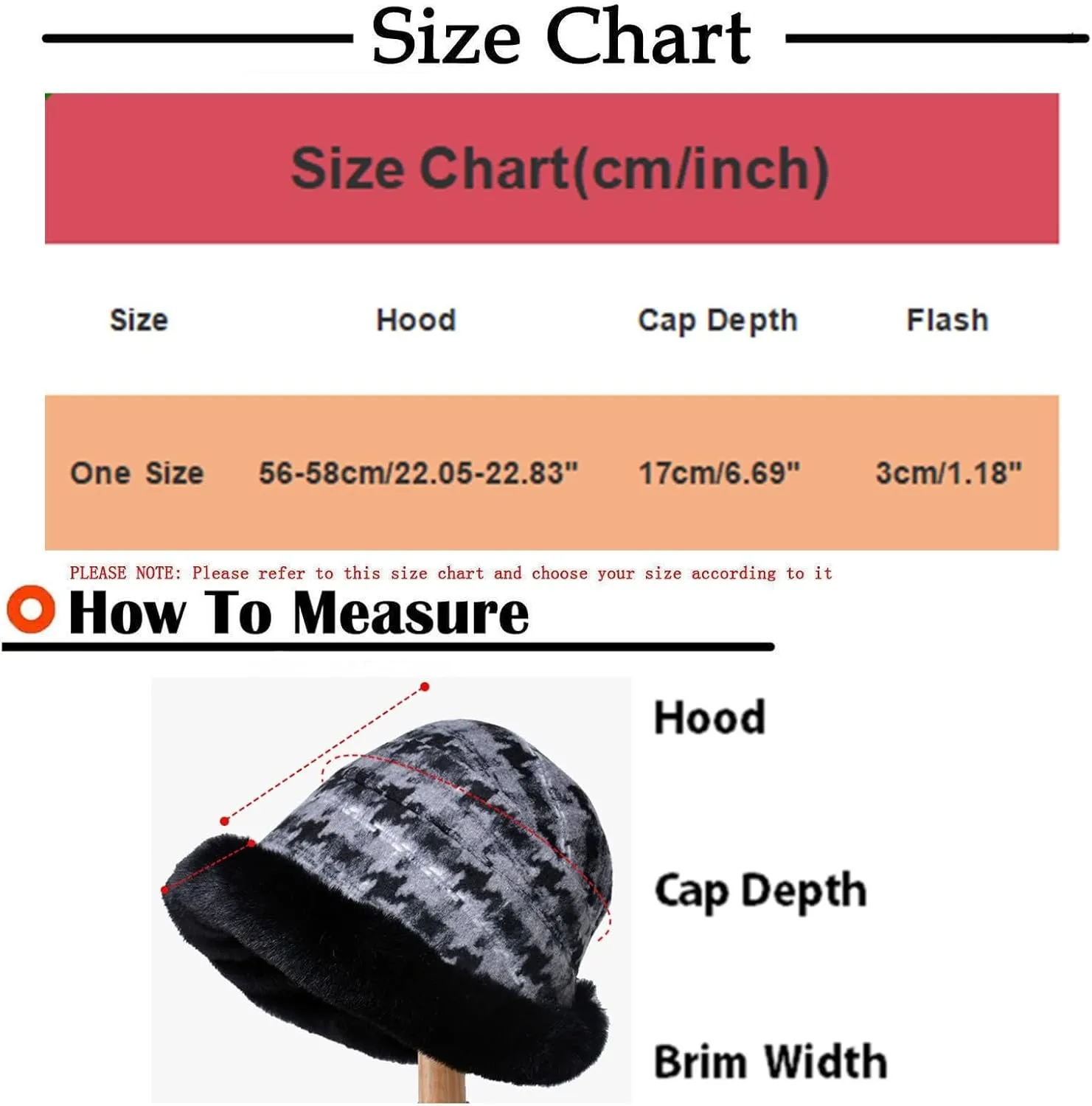 Miyaomn Women's Winter Fluffy Furry Snow Bucket Hat Outdoor Rolled Brim Faux Fur Stylish Print Cloche Hats with Fleece Lining