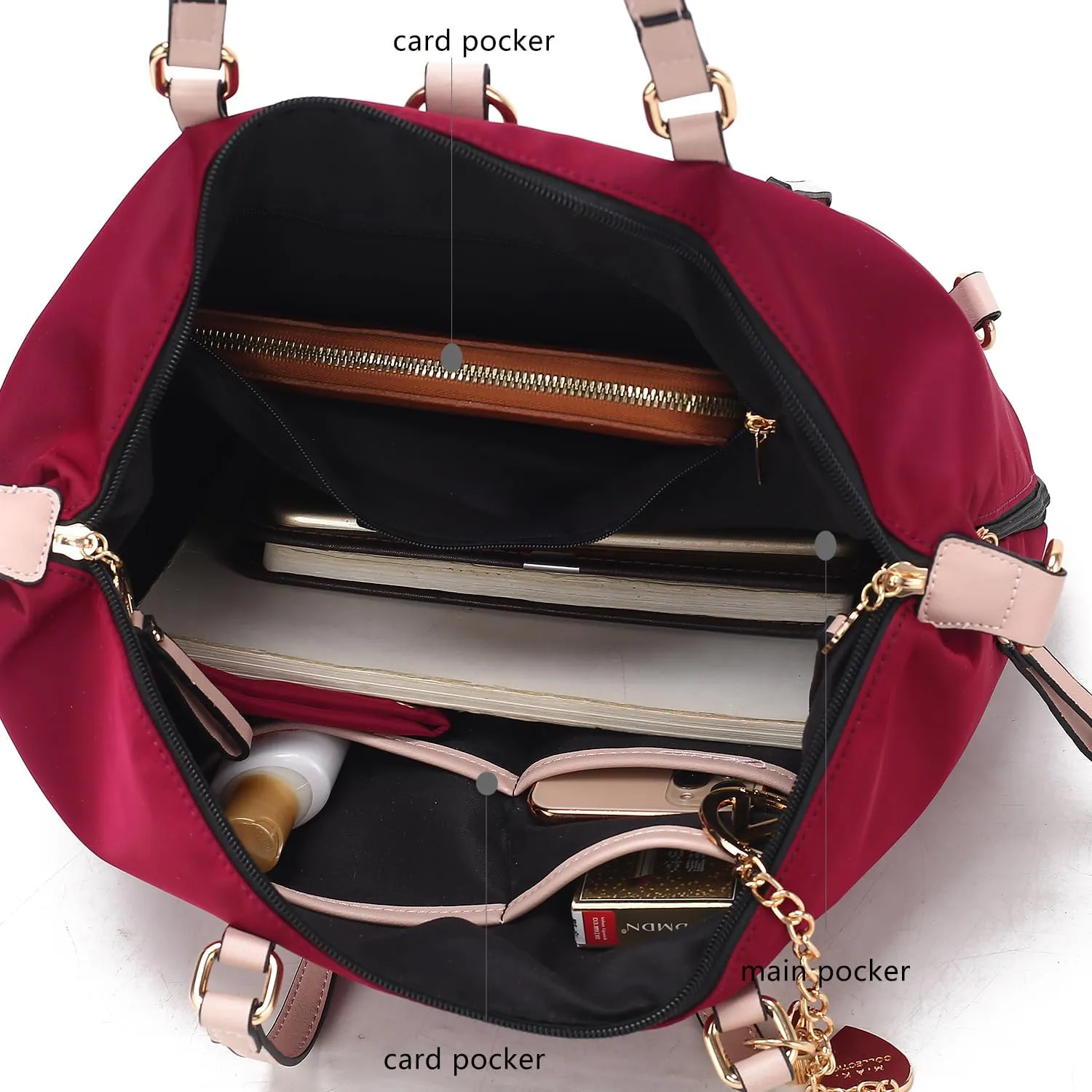 MKF Collection Large Tote Bag for Women, Nylon Shoulder Bag Converts to Backpak, Travel Bag Purse by Mia K