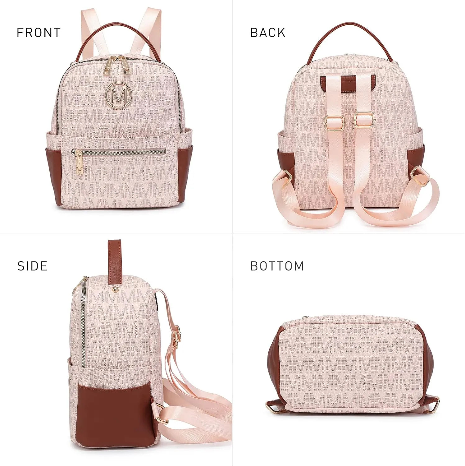 MKP Small Backpack Purse for Ladies Women Fashion Multi Pockets Daypacks with Front Zip Pocket