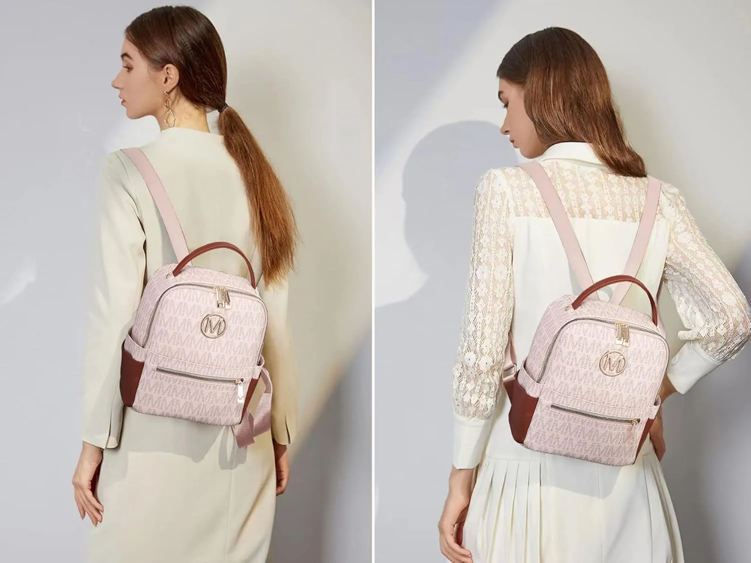 MKP Small Backpack Purse for Ladies Women Fashion Multi Pockets Daypacks with Front Zip Pocket