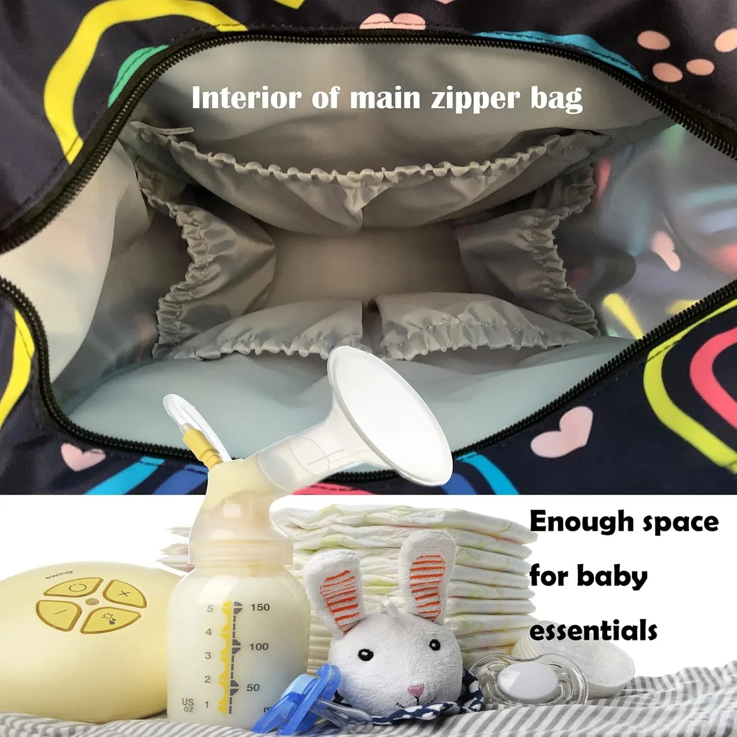 MNSRUU Diaper Bag Magic Skulls Bat and Animal Diaper Bag Backpack Multifunction Travel Diaper Bag Tote Large Capacity Diaper Changing Backpacks for Moms Dads