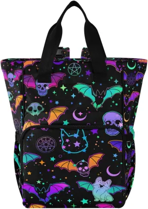 MNSRUU Diaper Bag Magic Skulls Bat and Animal Diaper Bag Backpack Multifunction Travel Diaper Bag Tote Large Capacity Diaper Changing Backpacks for Moms Dads