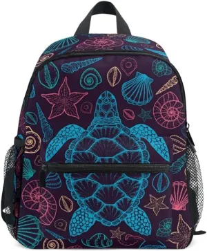 MNSRUU Kids' Backpack Sea Turtles Shells Toddler Backpack Preschool Cute Bookbag Kawaii Travel Backpack for Boys Girls Age3-6