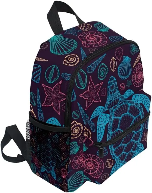 MNSRUU Kids' Backpack Sea Turtles Shells Toddler Backpack Preschool Cute Bookbag Kawaii Travel Backpack for Boys Girls Age3-6