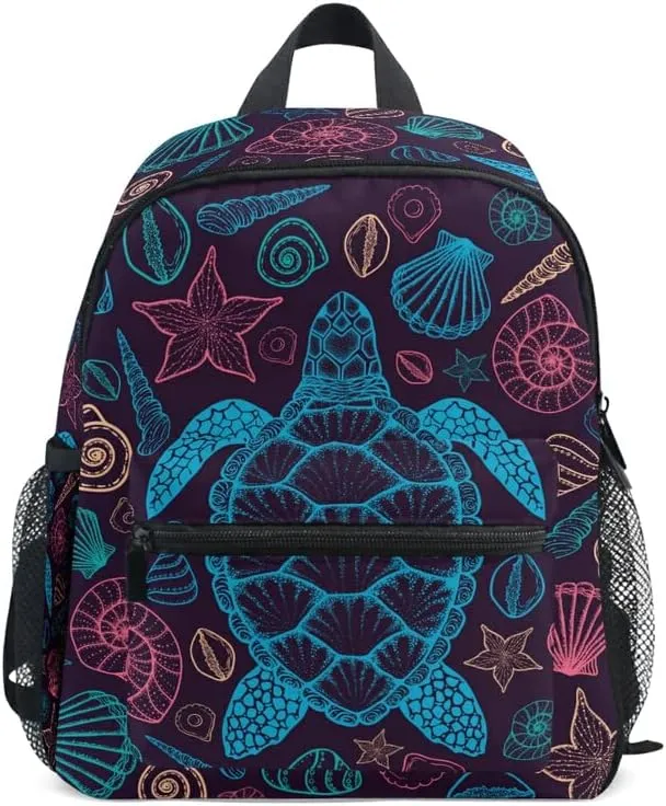MNSRUU Kids' Backpack Sea Turtles Shells Toddler Backpack Preschool Cute Bookbag Kawaii Travel Backpack for Boys Girls Age3-6