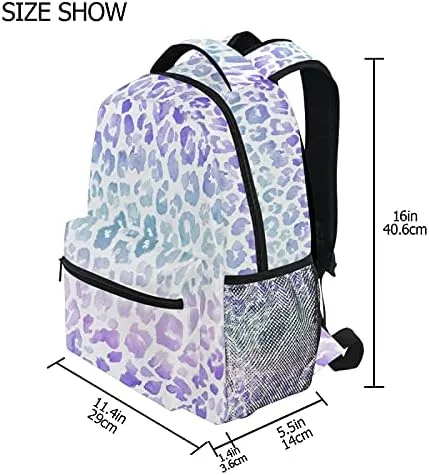 MNSRUU Student Travel School Backpack Leopard Purple Tie Dye College Laptop Backpack for Women Bookbags for Adult Teen