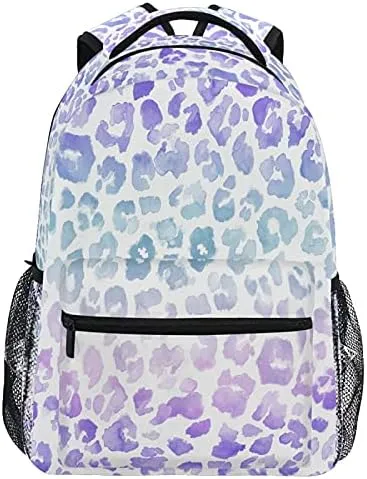 MNSRUU Student Travel School Backpack Leopard Purple Tie Dye College Laptop Backpack for Women Bookbags for Adult Teen