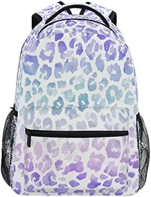 MNSRUU Student Travel School Backpack Leopard Purple Tie Dye College Laptop Backpack for Women Bookbags for Adult Teen