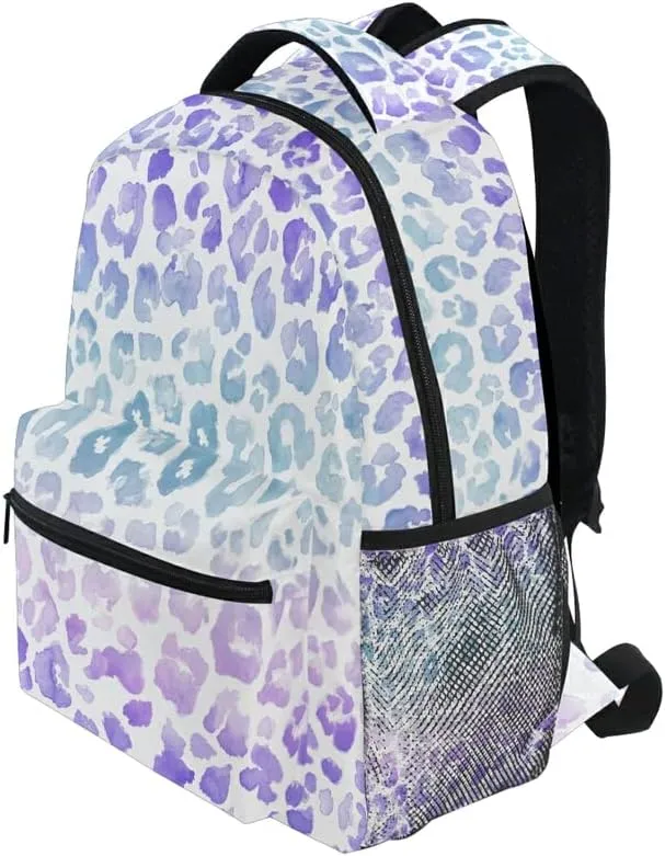 MNSRUU Student Travel School Backpack Leopard Purple Tie Dye College Laptop Backpack for Women Bookbags for Adult Teen