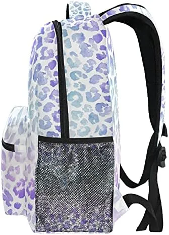 MNSRUU Student Travel School Backpack Leopard Purple Tie Dye College Laptop Backpack for Women Bookbags for Adult Teen