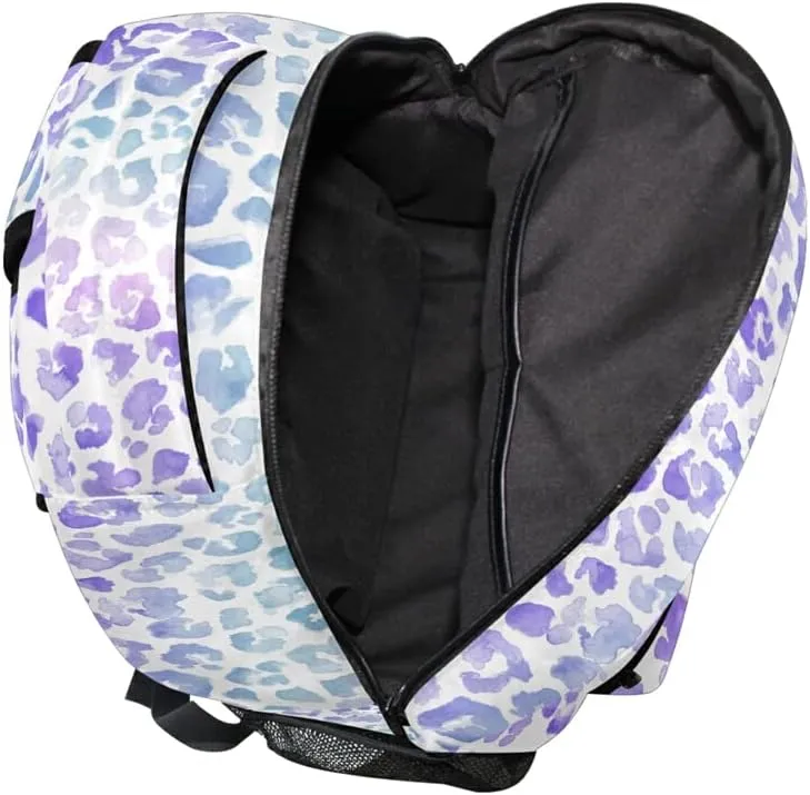 MNSRUU Student Travel School Backpack Leopard Purple Tie Dye College Laptop Backpack for Women Bookbags for Adult Teen