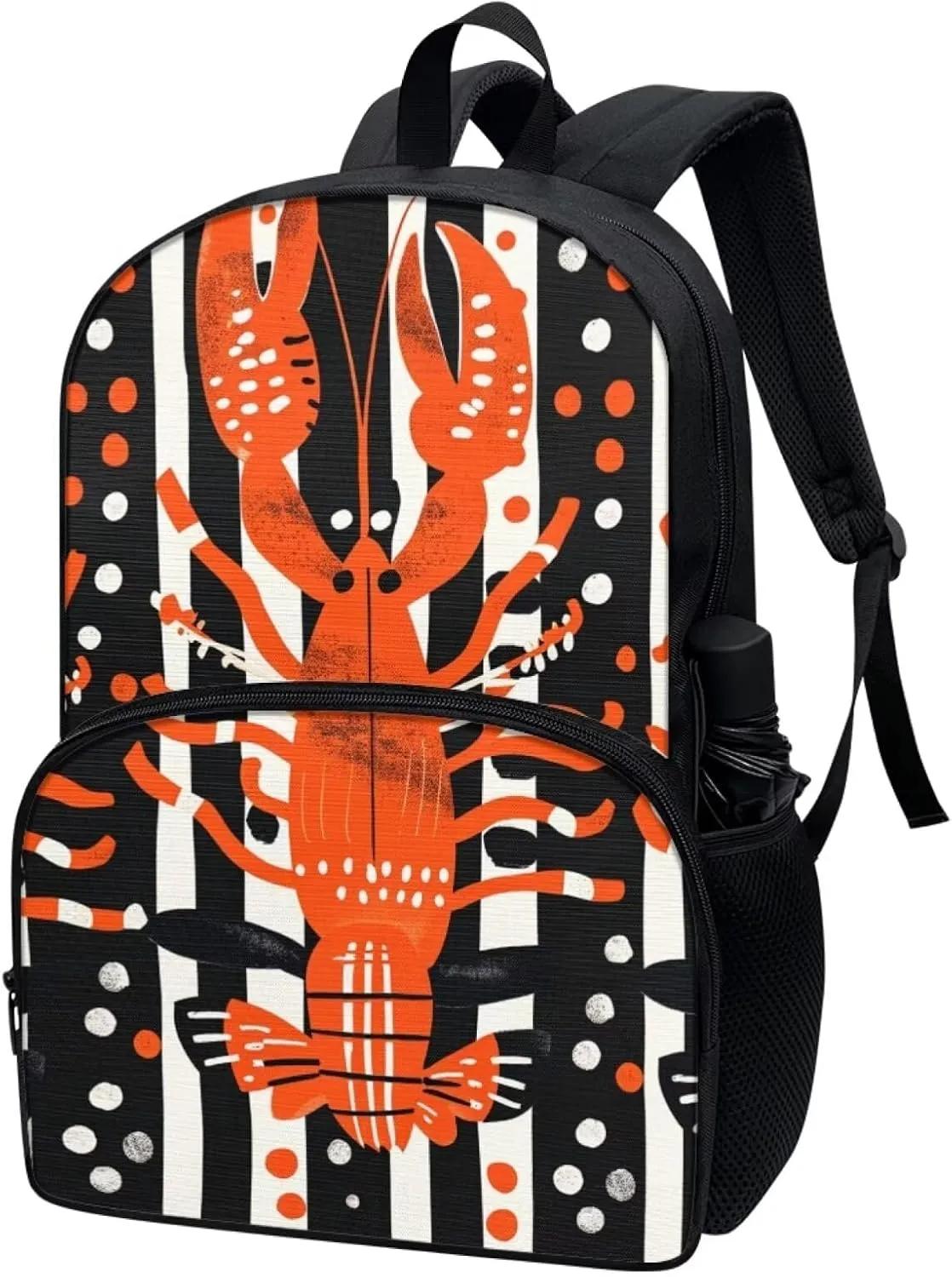 Modysero Lobster Boys Girls Backpack for School Lightweight Daypack with Mesh Pockets Adjustable Shoulder Strap Stylish Print Schoolbag for Kids