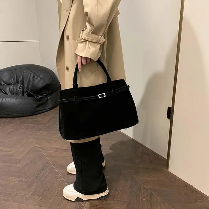 Molodo Faux Suede Tote Bag for Women Large Top Handle Bag Slouchy Shoulder Bag Tote Handbag Purses Work Commuting