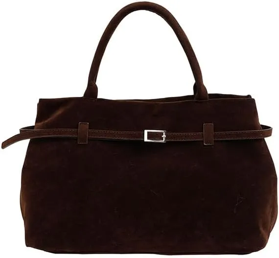 Molodo Faux Suede Tote Bag for Women Large Top Handle Bag Slouchy Shoulder Bag Tote Handbag Purses Work Commuting