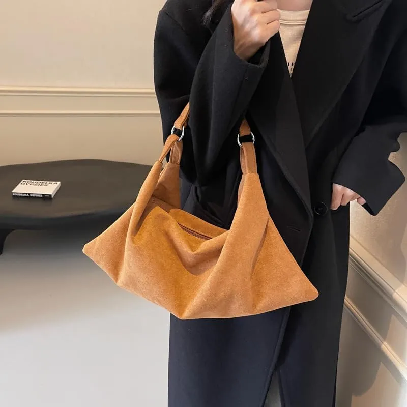 Molodo Slouchy Shoulder Bag for Women Designer Crossbody Bag Dumpling Bag Suede Hobo Bag Handbag Purses for Commuting