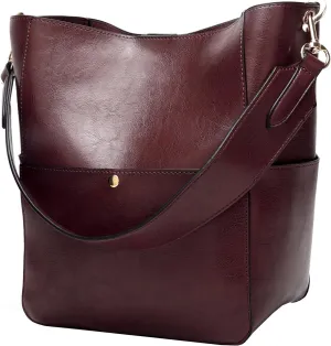 Molodo Womens Handbag, Pu Leather Bucket Tote Purse And Handbags Medium Satchel Hobo Purse Designer Work Shoulder Bags