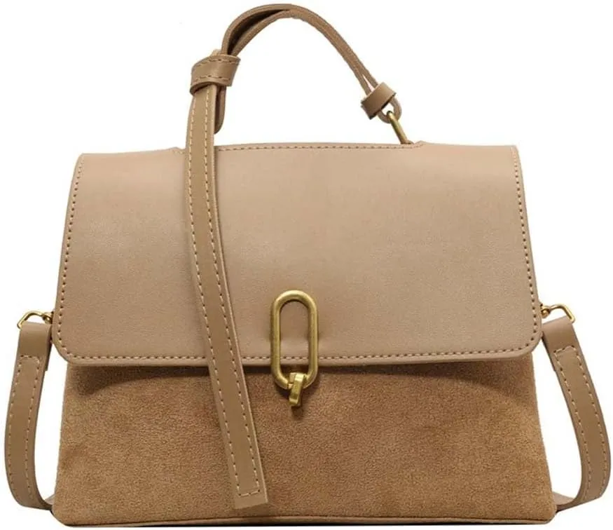 Molodo Women's Suede Shoulder Bag Trendy Top Handle Handbags Vintage Satchel Bag Casual Crossbody Bag for Commuting