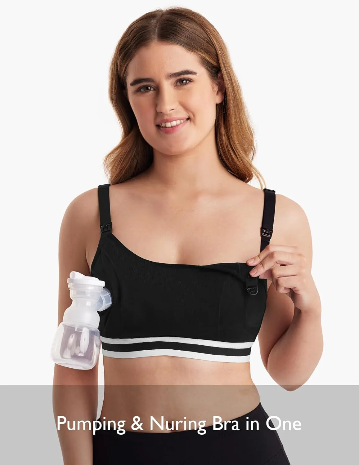 Momcozy Hands Free Pumping Bra, Adjustable Breast-Pumps Holding and Nursing Bra, Pumping & Nursing Bra in One