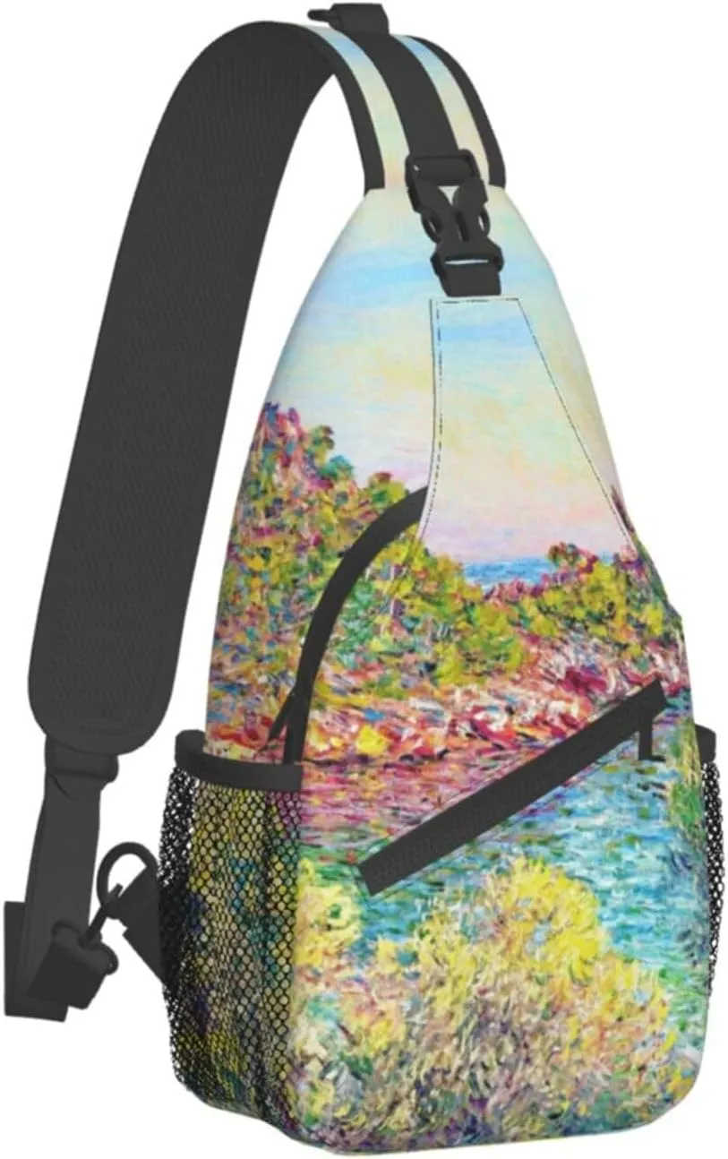 Monet Impressionism Sling Backpack Chest Bag Crossbody Shoulder Bag Gym Cycling Travel Hiking Daypack For Men Women