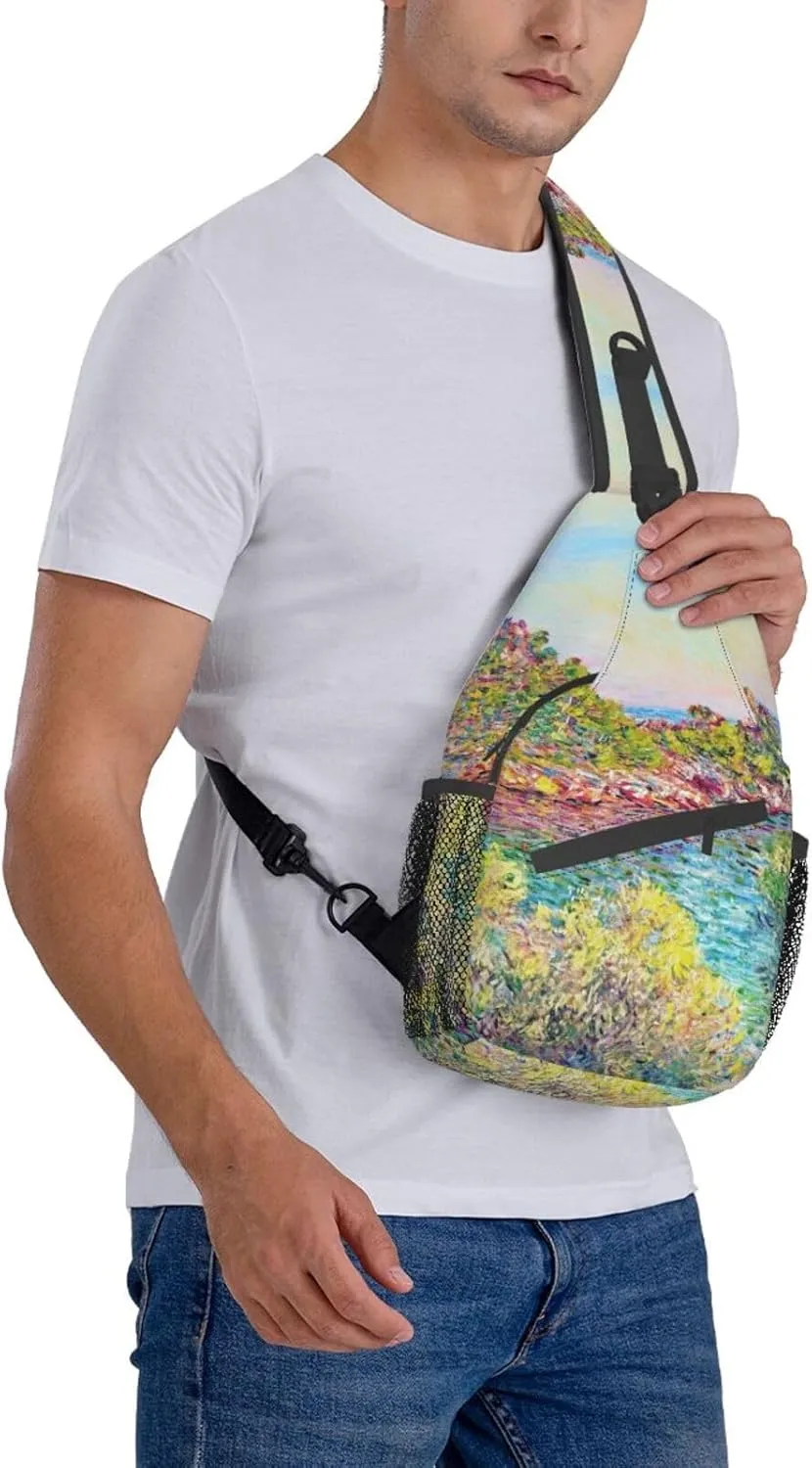 Monet Impressionism Sling Backpack Chest Bag Crossbody Shoulder Bag Gym Cycling Travel Hiking Daypack For Men Women