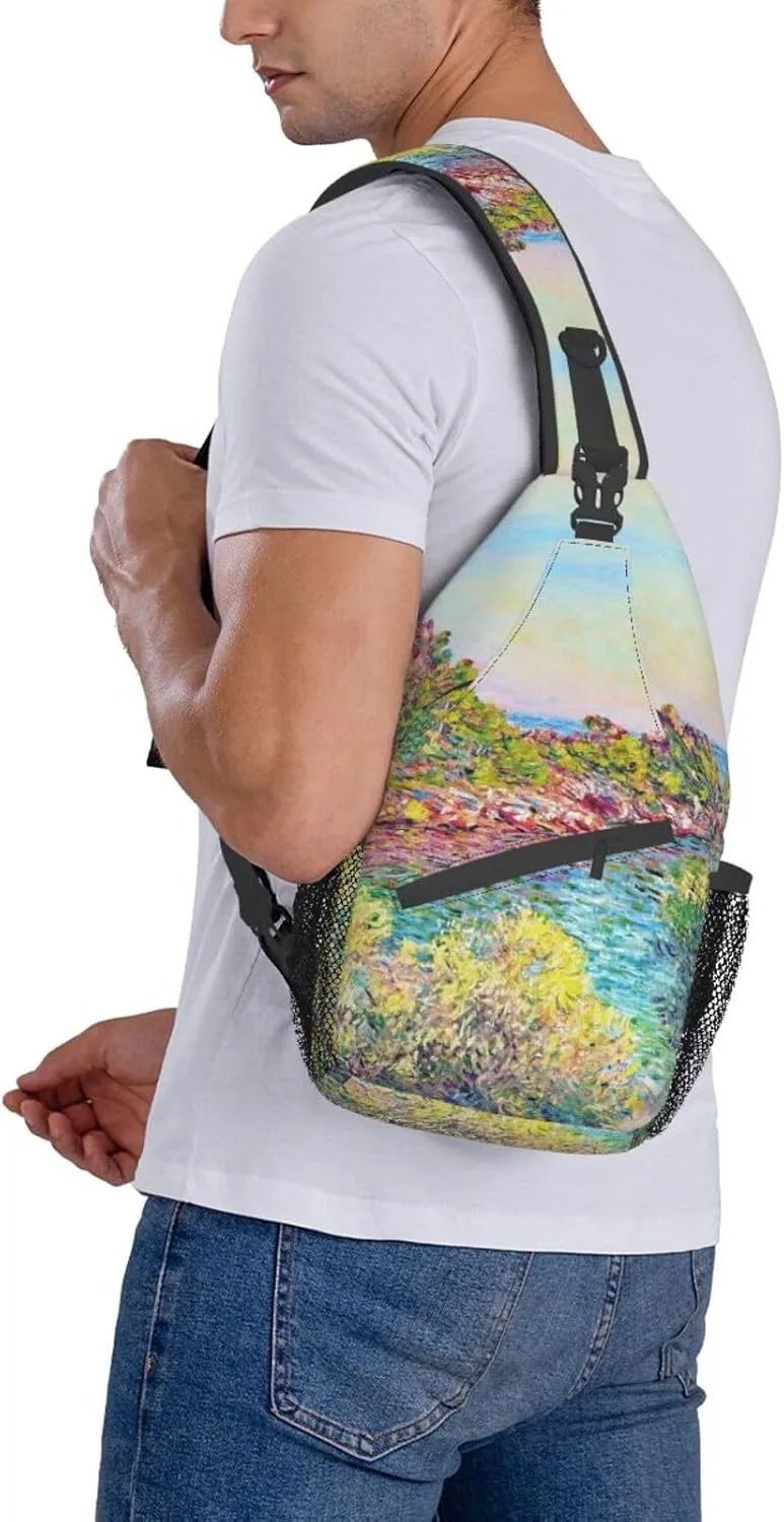 Monet Impressionism Sling Backpack Chest Bag Crossbody Shoulder Bag Gym Cycling Travel Hiking Daypack For Men Women