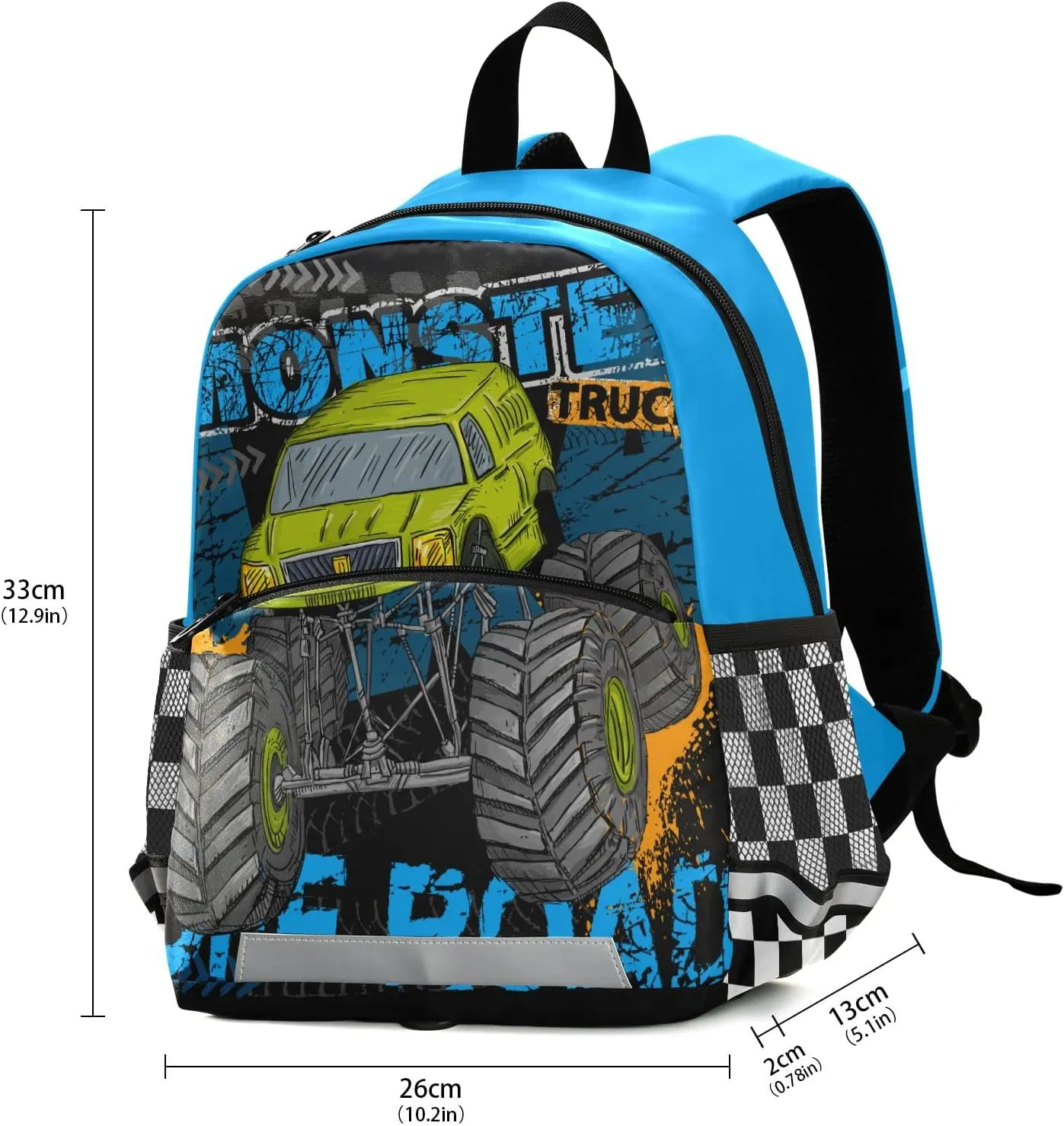 Monster Truck Backpack Kids Backpacks for Boys Truck Backpack For Toddler Boys 13 Inchs