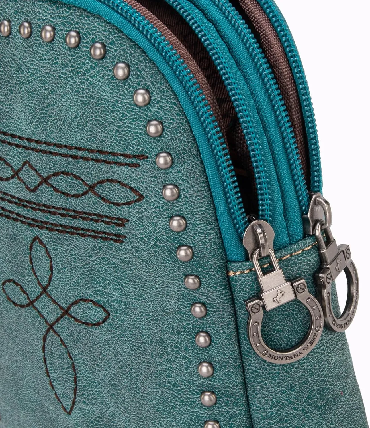 Montana West Longhorn Western Sling Bag for Women Whipstitch Fanny Packs for Women Cross Body Purse with Wide Guitar Strap